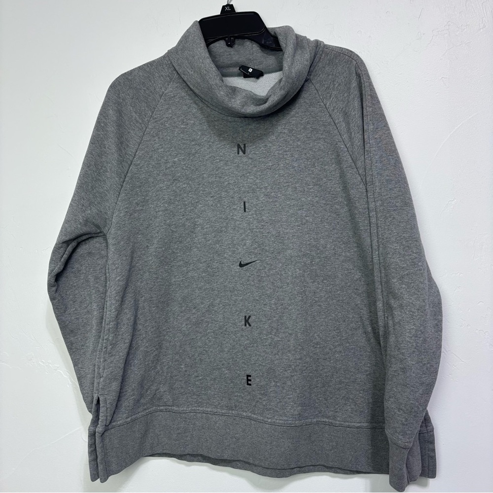 Nike Get Fit Funnel Neck Women's Sweatshirt Large Gray Athletic Activewear